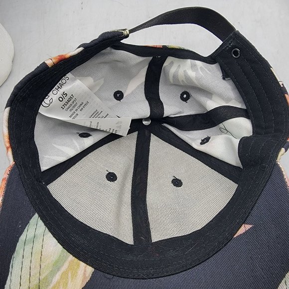 Chaos Floral Tat Cap Black Adjustable Outdoors Aloha Hawaiian Casual - Picture 7 of 9